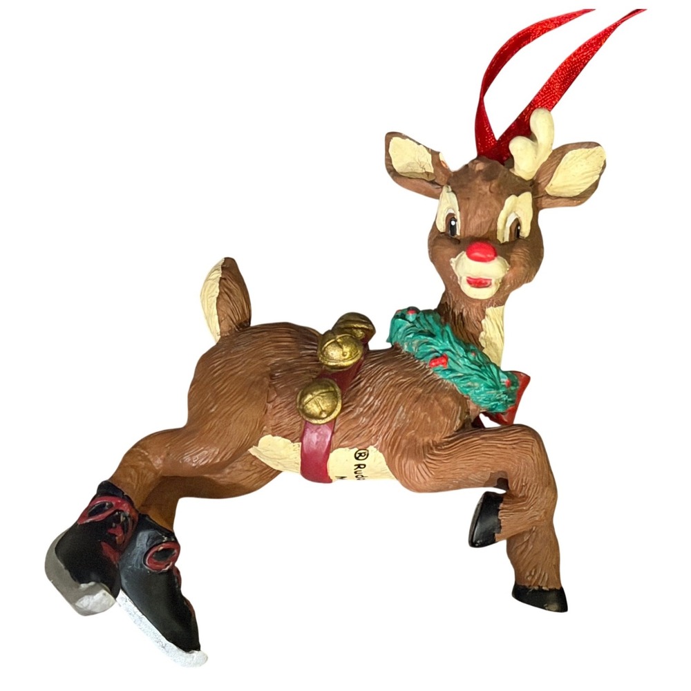 Vintage 1999 Midwest of Cannon Falls Rudolph Ice Skating Christmas Ornament NWT